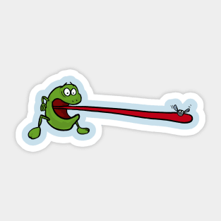 A frog catches a fly Sticker
